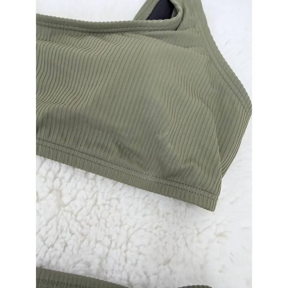 Calvin Klein XL Olive Green Ribbed Bikini Set Infinite Stretch